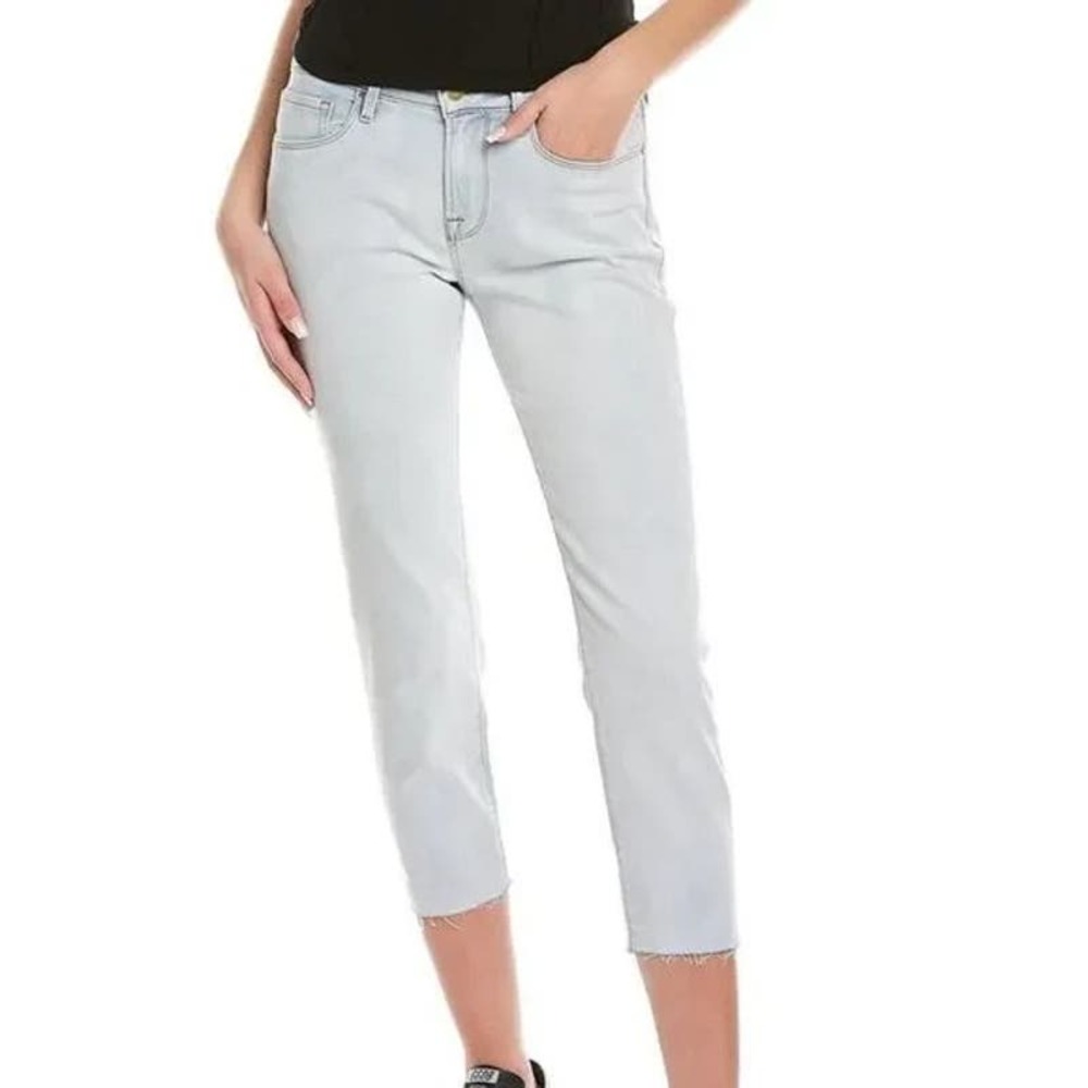 3/$20 FRAME Denim Light Blue Le Garçon Crop Cotton Blend Raw Hem Cropped Jean 24